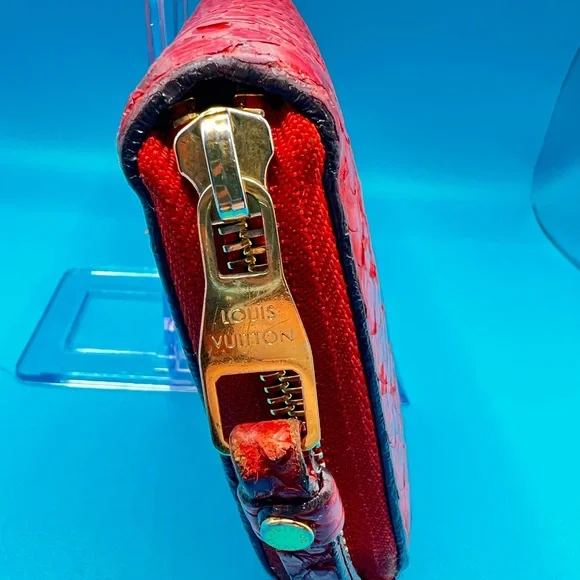 Louis Vuitton Zippy Wallet Round Zipper Long Monogram Exotic Python Orange - Picture 8 of 12